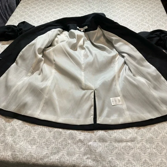 Veronica Beard Aaliyah Linen Black Dickey Blazer Jacket Ruched sleeves, Sz 8 - Picture 7 of 14